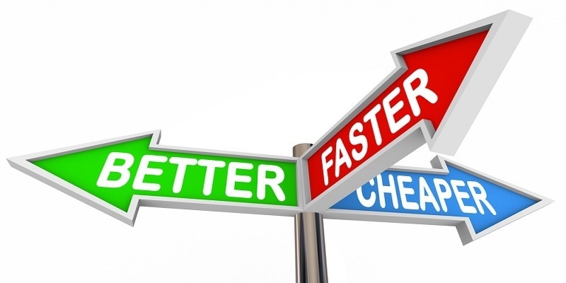 Better Faster Cheaper Three Benefits Features Signs