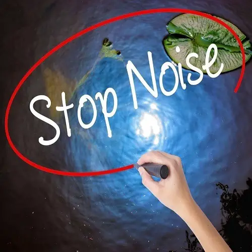 Woman Hand Writing Stop Noise with marker over transparent boa