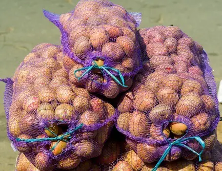 potatoes of nets for sale folded for transportation