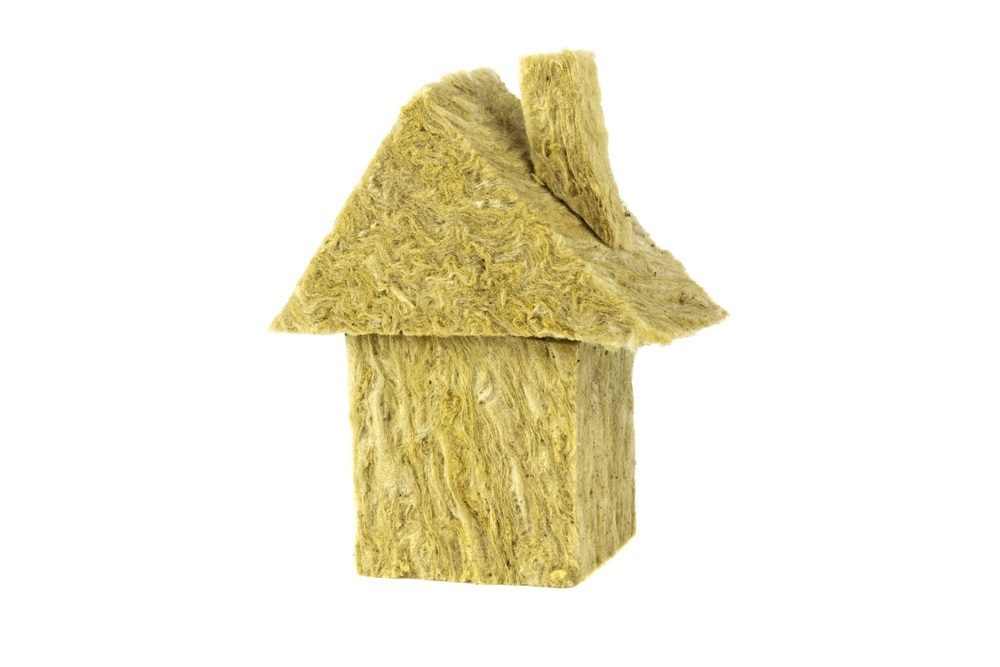 mineral wool, house made of cotton wool isolated on white backgr