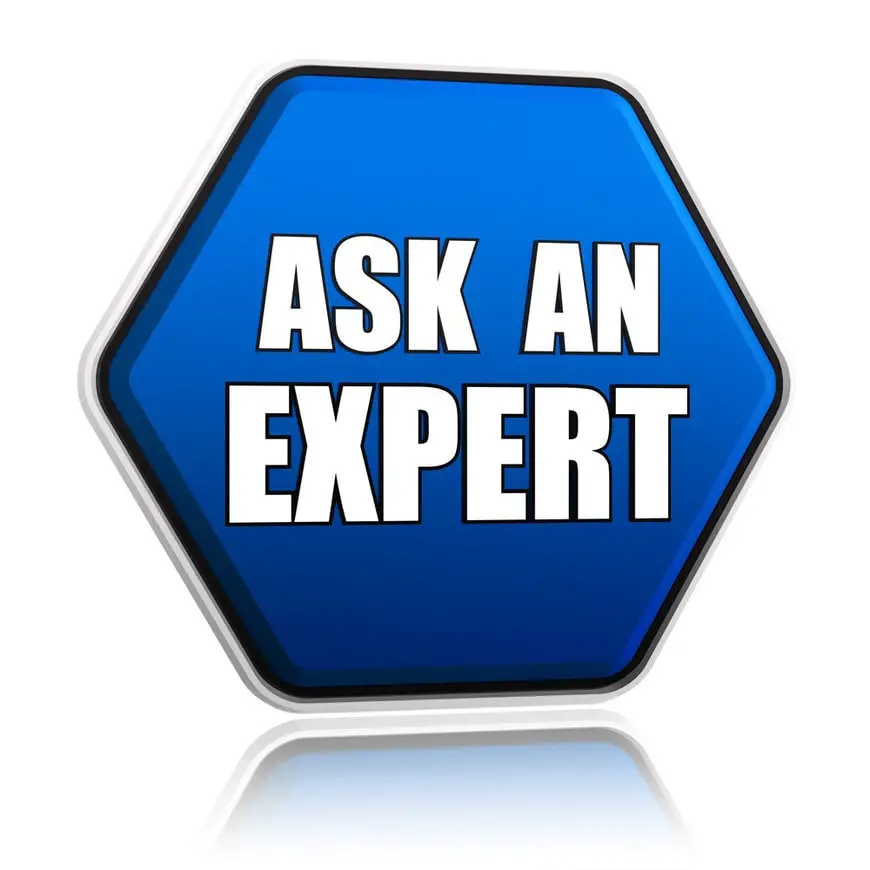 ask an expert in blue hexagon