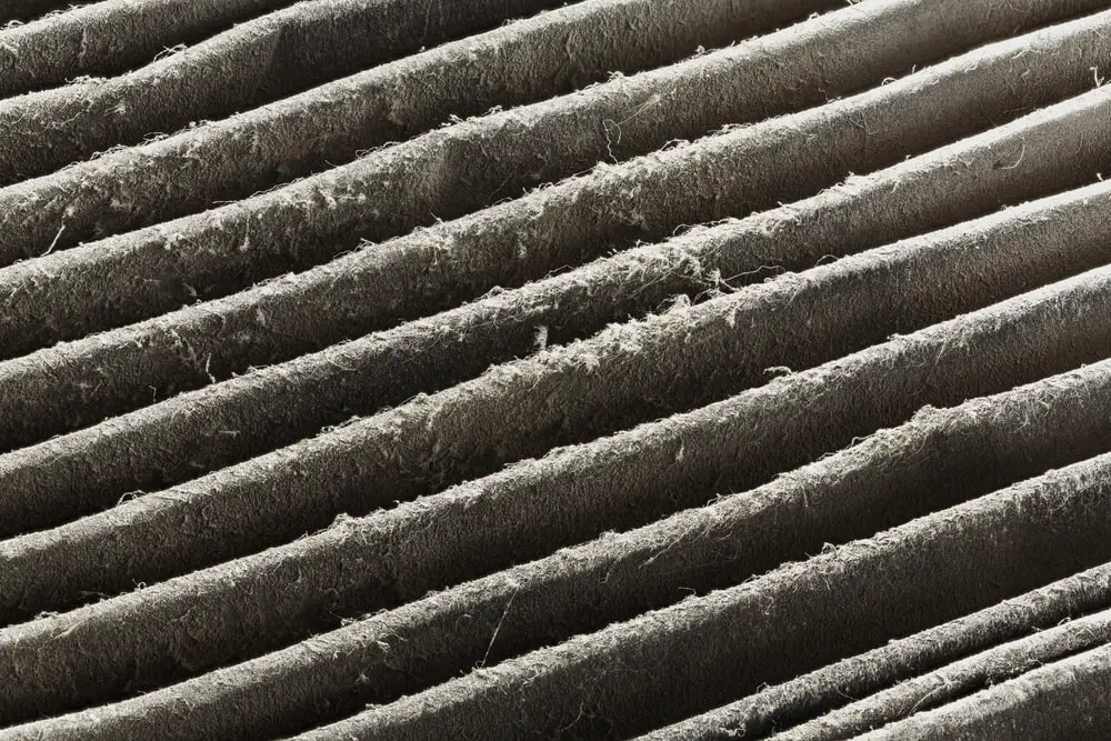 Close up dirty car air conditioner filter 